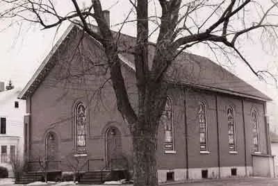 Exterior of former church on S. Main St., undated. The church was demolished in the late 1970s. Source: Tompkins County Website