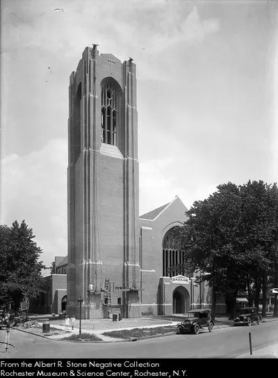 Present church under construction, 1924. Source: Albert R. Stone Negative Collection