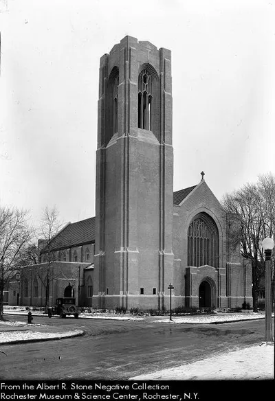 Present church shortly after construction was completed, 1924. Source: Albert R. Stone Negative Collection