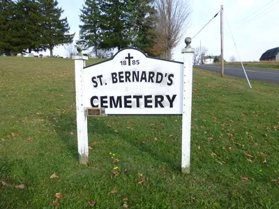 Sign outside modern cemetery.