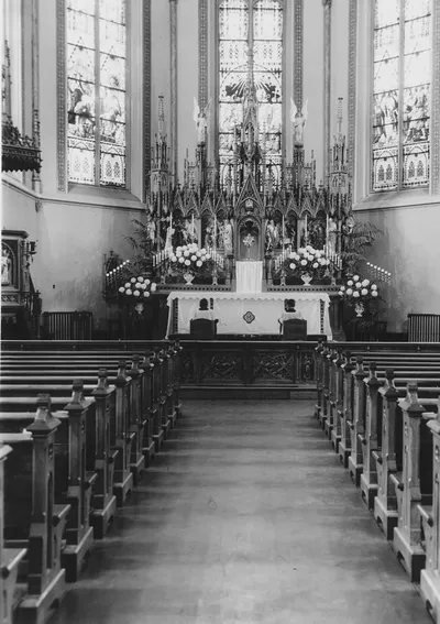 Sanctuary of the former church, 1951.