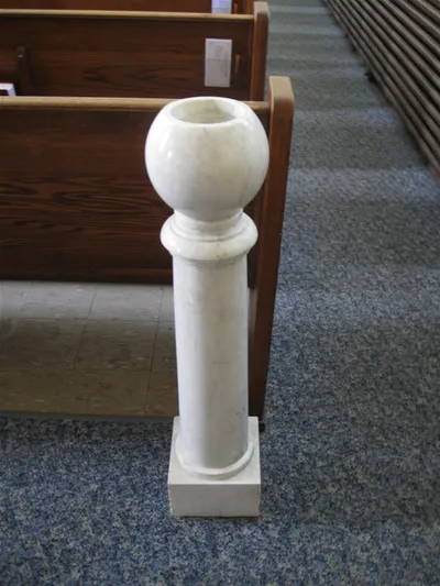 Holy water font.