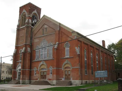 Exterior of church.
