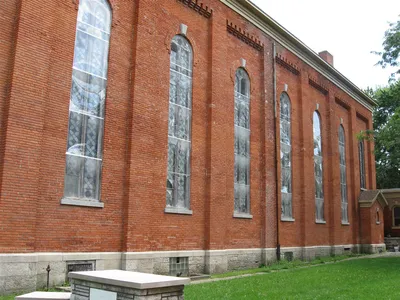 Right side of the church.