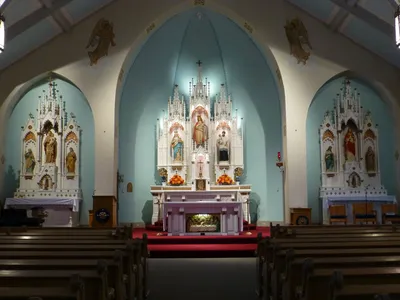 The three altars and reredos.