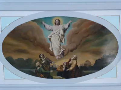 Resurrection painting on ceiling.
