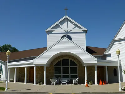 Front of church.