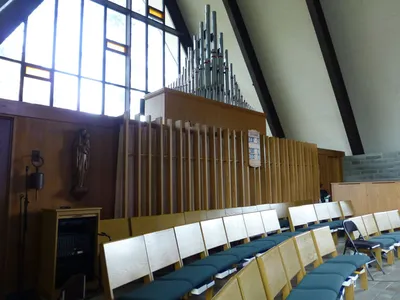 Choir seating and organ.
