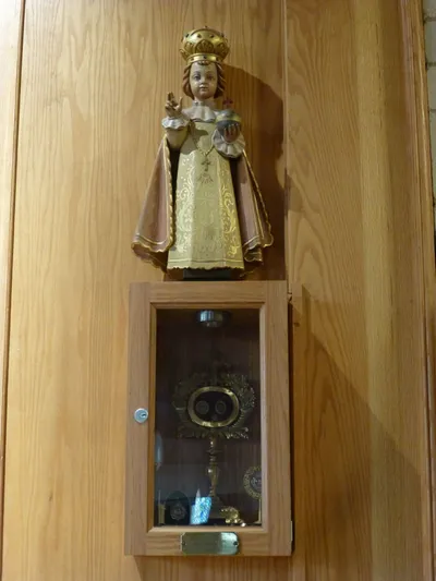 Infant of Prague statue and relic.
