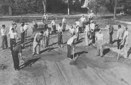 Groundbreaking for construction of church. Source: St. Cecilia Web site (defunct)