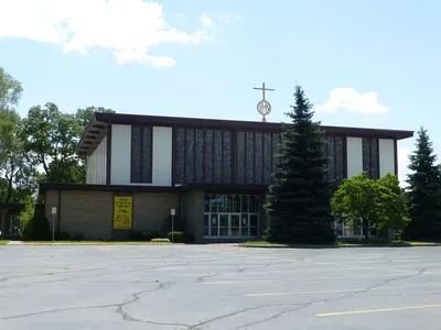 Exterior, front seen from parking lot.