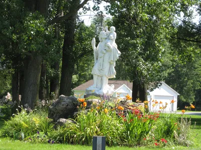 Right side of the church.