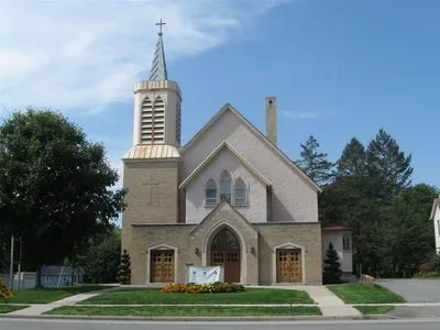 Exterior of church.