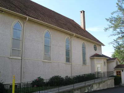 Right side of the church.