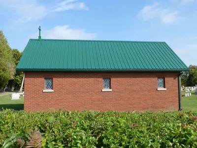 Left side of the building.