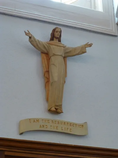 Risen Christ statue.