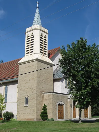 Church seen from angle.