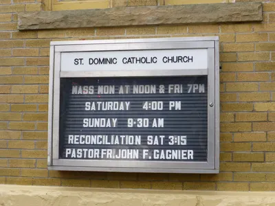 Sign on church.
