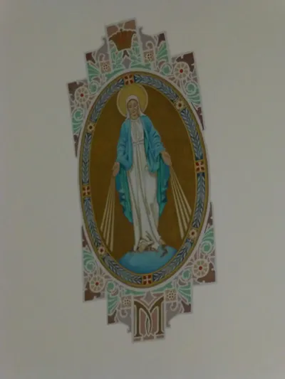 Painting on ceiling of sanctuary.