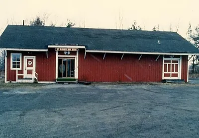 Original church building, used from 1982-1988. Building was constructed in 1876 and was once the Hamlin Station Railroad Depot. Later became an antique shop and now a restaraunt. Picture dated 1984. Source: Hamlin Municipal Historian Collection
