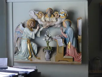 Annunciation relief.