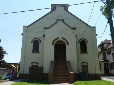 Exterior of the former church, located across the street.