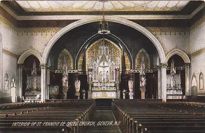 Old postcard image of the church interior, undated.
