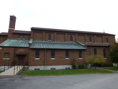 Left side seen from parking lot.