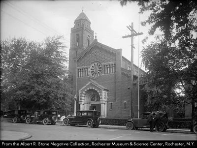 Exterior of church sometime in the 1920s. Source: Albert R. Stone negative collection