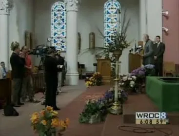 Interior view of the left side of the church. Source: WROC news coverage of final Mass