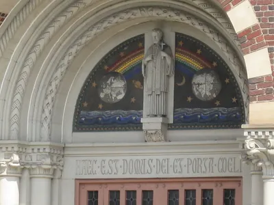 Artwork above main entrance.