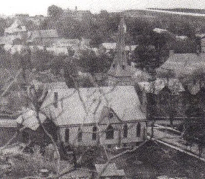 Former church before it was destroyed by 1909 fire. Early 1900s. Source: Parish Web site