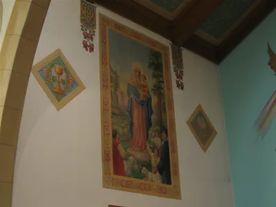 Painting of Our Lady on wall.