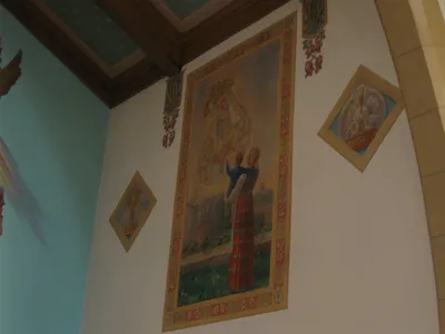 Painting of Our Lady on wall.