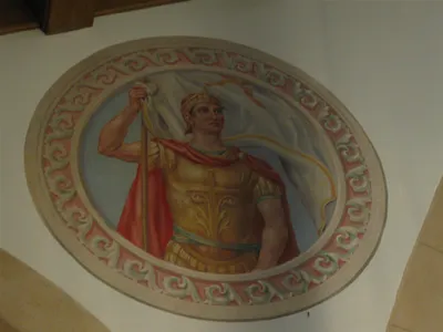 Painting of St. George on the wall.