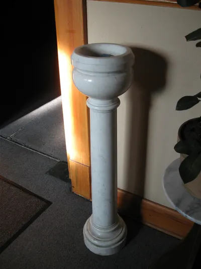 Holy water font.