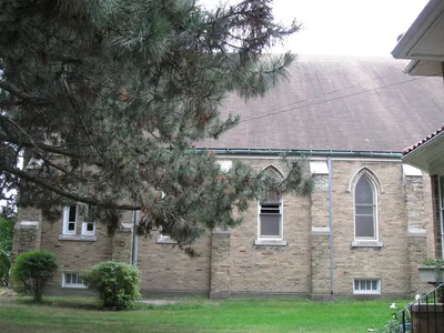 Right side of the church, seen from parking lot.