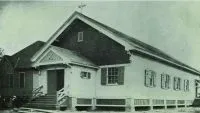 Another exterior view. Various differences between the exterior in this image and in the previous one. Source: St. Thomas the Apostle Web site (defunct)