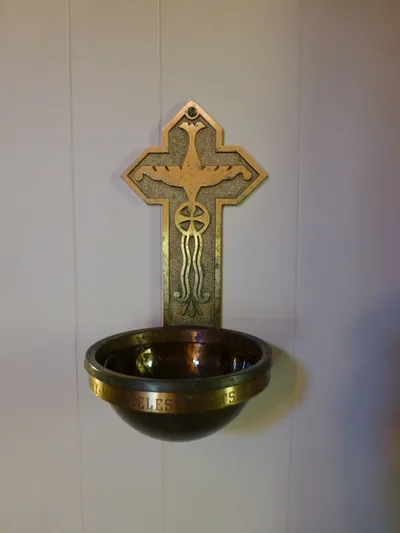 Holy water font.