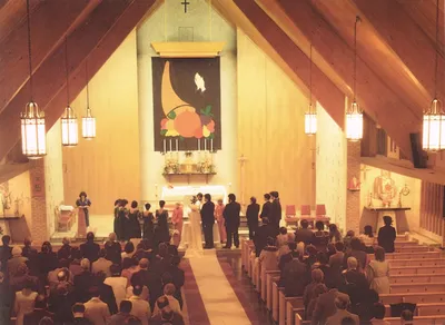 Interior of church, 1987. 1987 parish directory.