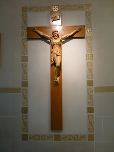 Crucifix in narthex.