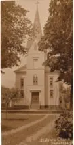 Exterior of former church, undated. This church burned on January 28, 1949. Source: Parish Website