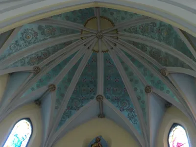 Designs on ceiling of sanctuary.