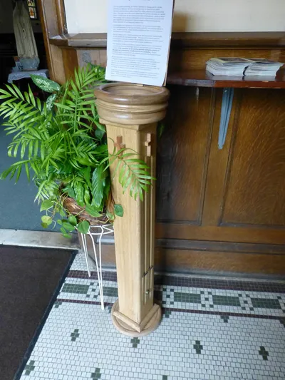 Holy water font.