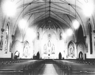 Old photograph of the interior for the present church.