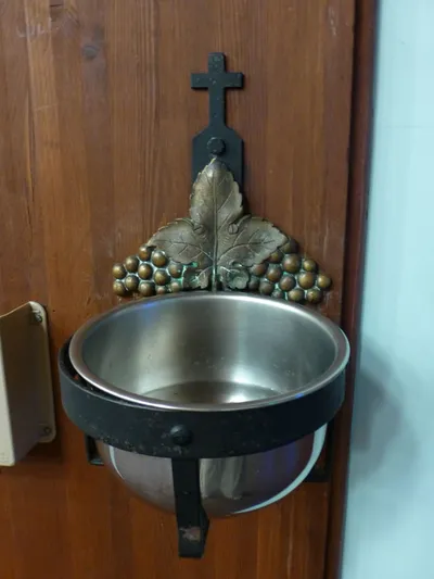 Holy water font.