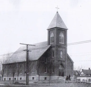 Old photograph of church exterior. Source: Images of America, East Rochester