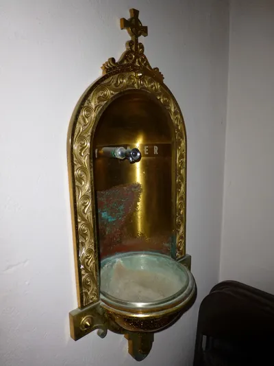 Holy water font.