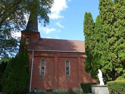 Right side of the church.