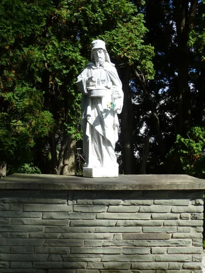 Statue of St. Joachim to the right of the church.